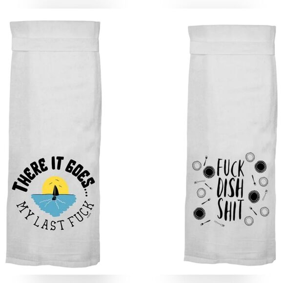 Twisted Wares SET OF 2- THERE GOES MY LAST F & F DISH SH!$ Dishtowel - Picture 1 of 10